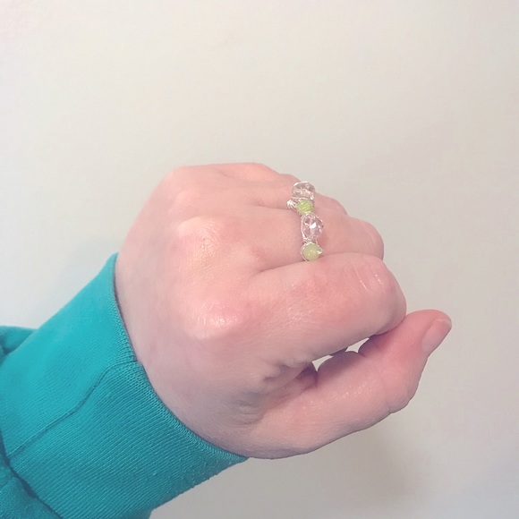 💕Lovely Handcrafted Silver Light Pink+Peridot💍 - Picture 9 of 14